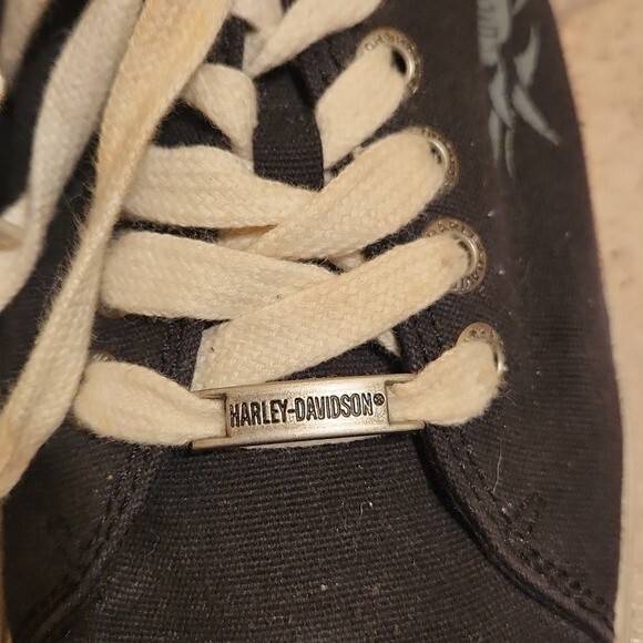 Harley Davidson Black Lace-Up Shoes w/ Flame Soles Men's 9.5 Women's 11 - Picture 4 of 11